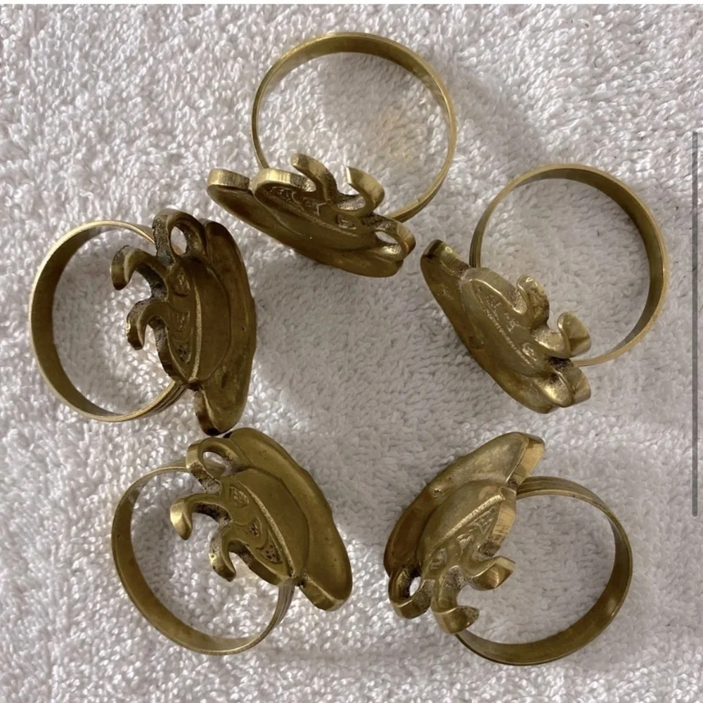 Vintage Brass Coffee  Cup Napkin Holders x5 - Picture 2 of 13